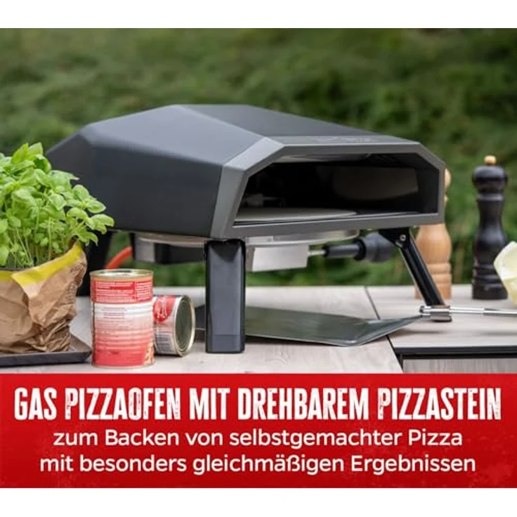 Grillfürst Gas Pizzaofen 305, mit drehbarem Cordierit-Pizzastein, bis 400 °C und klappbaren Füßen, mattschwarz – Bild 5