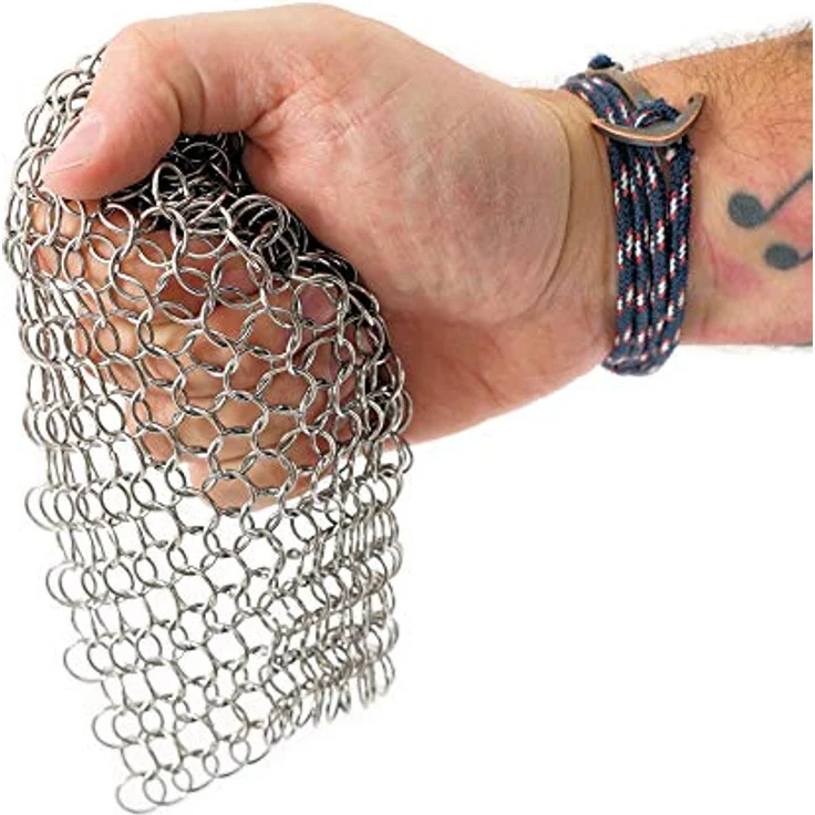 BBQ-Toro Edelstahl Ringreiniger | 12 x 12 cm | Topfreiniger für Gusseisen Pfannen und Töpfe | Dutch Oven Reiniger | Ringschwamm, Gusseisenreiniger, Schrubber, Reinigungsgewebe, BBQ Zubehör – Bild 4