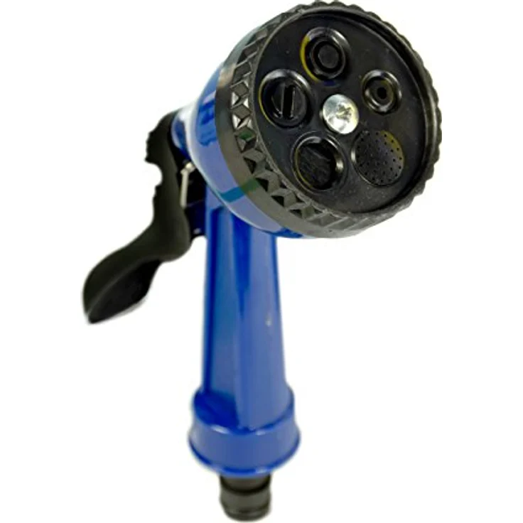 YACHTICON Kassetten Flachschlauch 15m, gewebter Wasserschlauch mit Schnellanschlüssen und Handbrause für 1" und 3/4" Wasserhahnanschlüsse – Bild 2