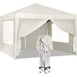 WOLTU Pavillon Pop-Up wasserdichter Faltpavillon Sonnenschutz Event Pavillon mit Seitenwänden Gartenpavillon auf Terrasse Camping Festival Pagodenzelt aus Oxford Metallrahmen 3 x 3 m Beige