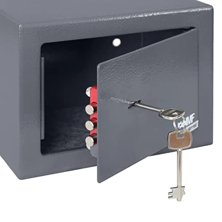 HMF 49216-11 Safe Tresor klein mit Schlüssel, Möbeltresor | 23 x 17 x 17 cm | Anthrazit – Bild 5