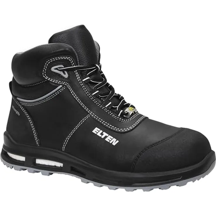 Elten REACTION XXT Mid ESD S3, Sicherheitshochschuhe aus strapazierfähigem Rindsleder, schwarz, Schuhgröße: 37 (UK 4.5)