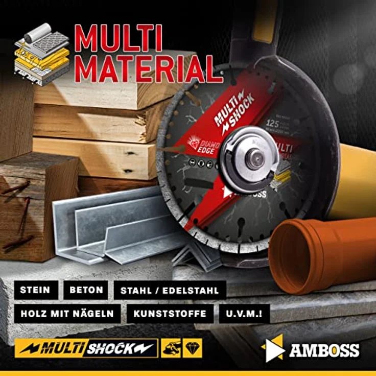 Amboss MultiShock - Diamant-Trennscheibe Ø 125 mm x 22,2 mm - Universal/Allround | Segmenthöhe: 10 mm (galvanisiert) – Bild 2