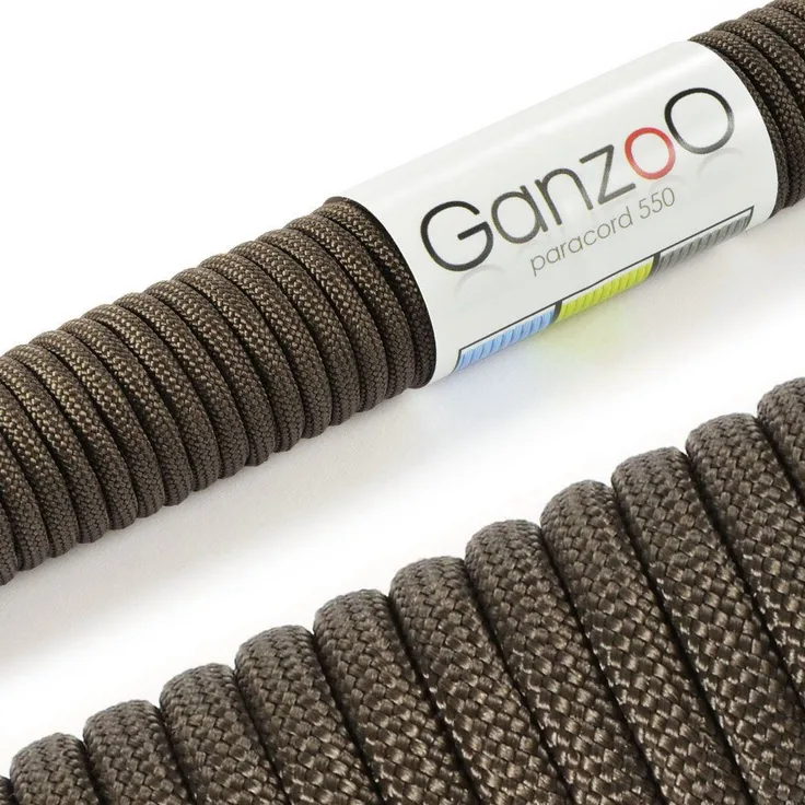 Ganzoo Paracord 550 Seil / Typ III / Tarngrün 3 Seil - Reißfestes Kernmantel-Seil mit 7 Kernsträngen