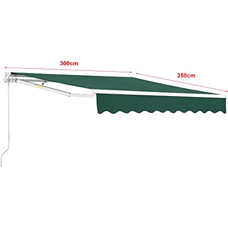 (en.casa) - Gelenkarmmarkise 300x250cm mit Handkurbel Dunkelgrün – Bild 3