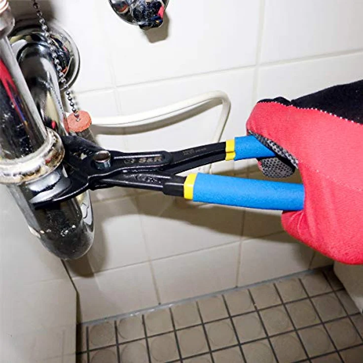 S&R Wasserpumpenzange mit Schnelleinstellung-Mechanismus 175x25mm, CR-V, doppelt ummantelte Griffe, Montagearbeiten, Wartungsarbeiten, 175 mm, blau – Bild 4