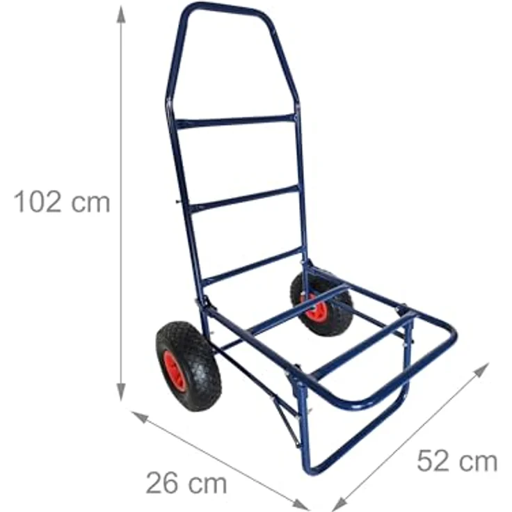 relaxdays Sackkarre Transportwagen klappbar, 80 kg Tragkraft, blau, Luftbereifung mit Spanngummi – Bild 4