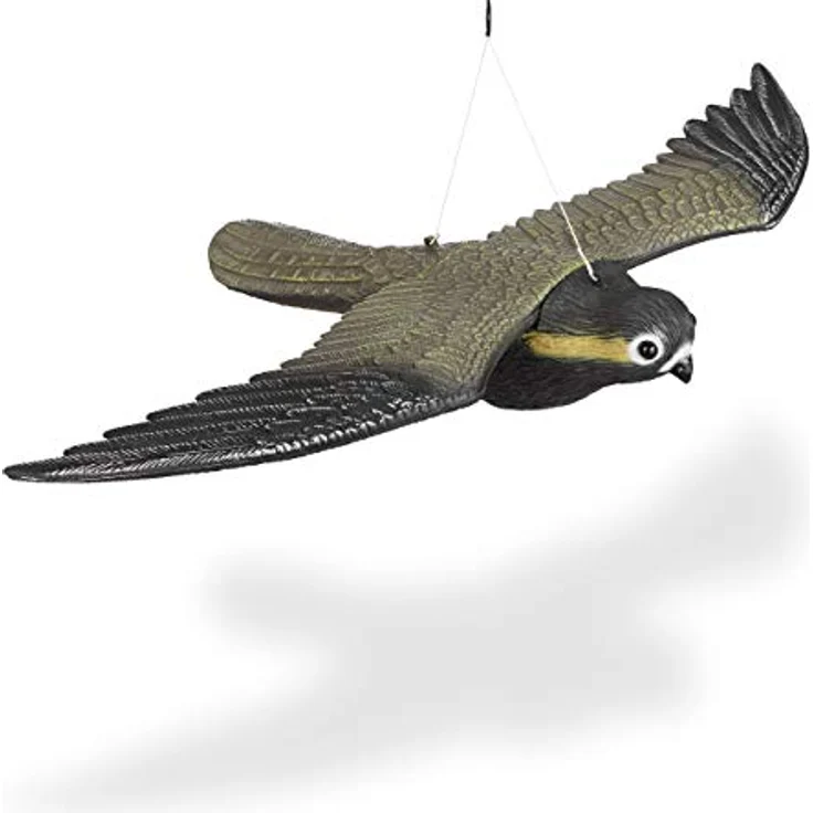 Relaxdays Vogelschreck Falke, fliegender Greifvogel als Vogelscheuche, Raubvogel Attrappe, Vogel lebensgroß, mehrfarbig – Bild 2