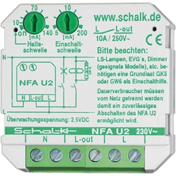 Schalk Netzfeld-Abschaltautomat NFA U2, Zeitschaltuhr zur Überwachung von Stromkreisen, 230 V, 16 A, 18,5 mm Einbautiefe – Bild 2