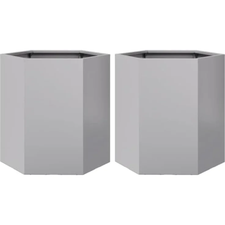 vidaXL Pflanzkübel 2 STK. Sechseckig 46x40x45 Verzinkter Stahl, Witterungsbeständig und Hochbeet mit viel Platz, Gartenkübel in Silberfarben – Bild 1