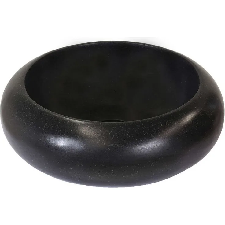 Oriental Galerie Waschbecken Terrazzo Schwarz Donut 40 cm - Handgefertigtes Natursteinwaschbecken aus Terrazzo