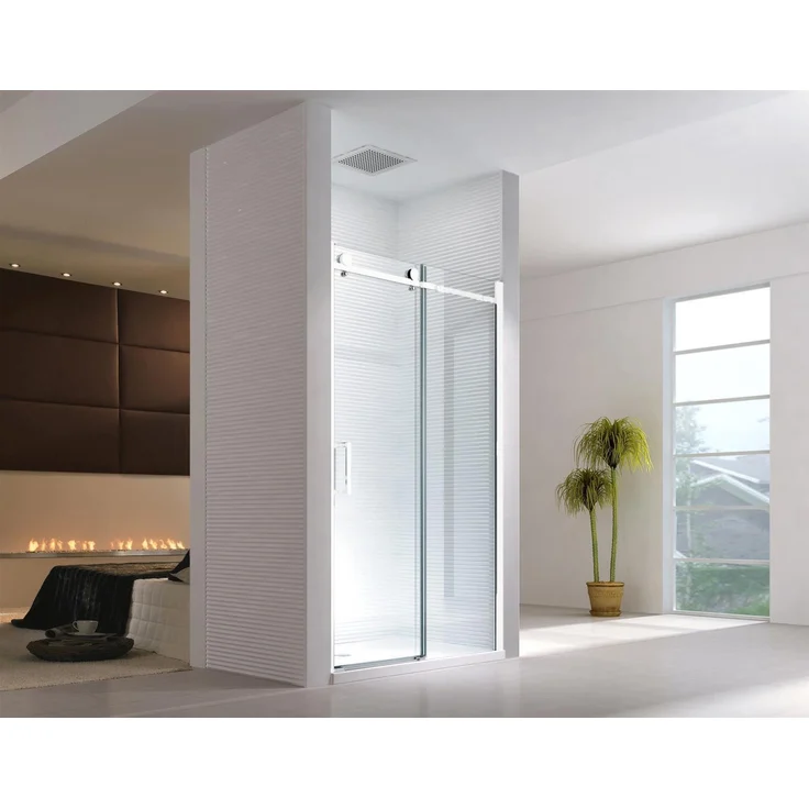 Glaszentrum Hagen Dusch-Einzelschiebetür 115x195cm Nischentür - Transparentes ESG-Sicherheitsglas, hochwertige Aluminiumprofile, wasserabweisende Beschichtung (Kategorie: Badewannen & Duschen)