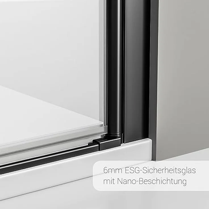 NEXTREND Nischendusche NT218 mit Doppelpendeltüren, 6 mm Nano Echtglas, Profilfarbe Schwarz matt, Breite 1000 mm – Bild 2