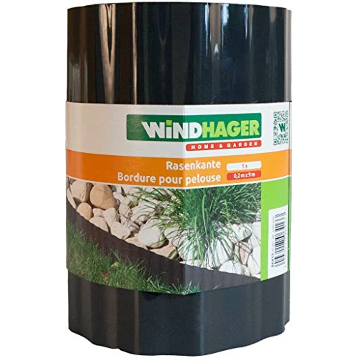 Windhager Rasenkante, Raseneinfassung, Beeteinfassung, Beetbegrenzung, Mähkante, Anthrazit, 500 g/m², 9 m x 20 cm, 06413 - Preisvergleich – Bild 5