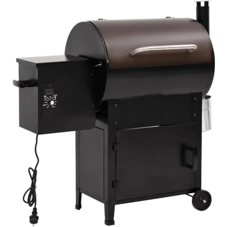 vidaXL Holzkohlegrill Pelletgrill mit Schornstein Schwarz 104 cm Eisen, 6-in-1 Funktion, einfache Reinigung – Bild 2