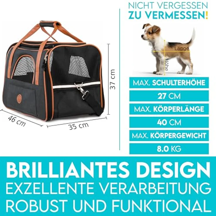 HUND IST KÖNIG Hundetasche & Katzentasche bis 8kg - Klassisches Denim Design, faltbare Tragebox für Hunde & Katzen bis 8kg – Bild 2