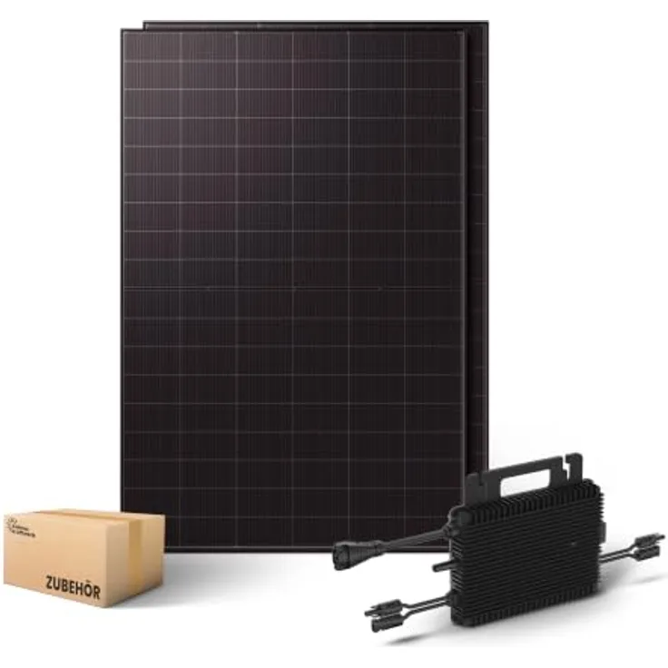Kleines Kraftwerk Duo XL 1000W Balkonkraftwerk Komplettset – 800W Wechselrichter mit WiFi & Bluetooth, 2×500W bifaziale Solarmodule, 5 m Kabel