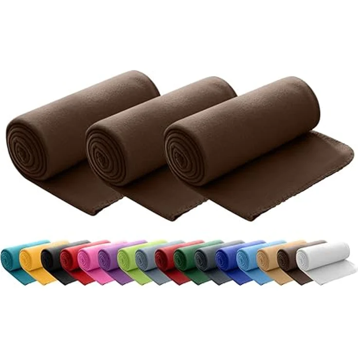 wometo 3er Set Polar Fleecedecke oekoTex 130x160 ca. 400g mit Anti-Pilling und Kettelrand braun – Bild 1