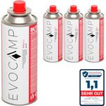 EVOCAMP Butan Gaskartuschen MSF-1a, 4er Pack à 227g für Campingkocher, Gasheizung und Grill, universell einsetzbar