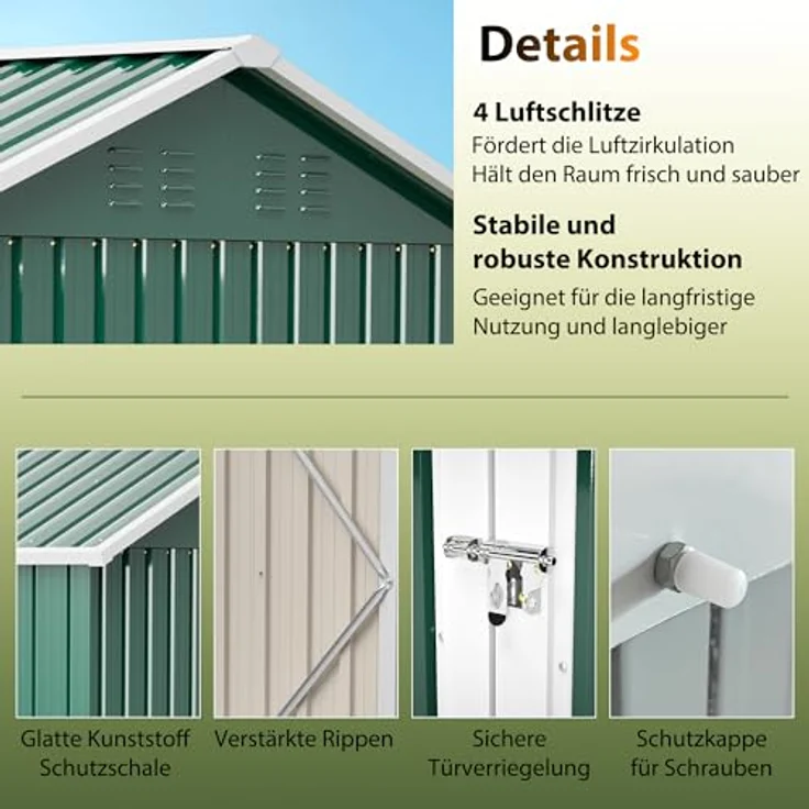 Thanaddo Gartenhaus 8x6 ft, multifunktionaler Gartenschuppen mit Sprossenfenstern, wasserdicht und UV-geschützt – Bild 4