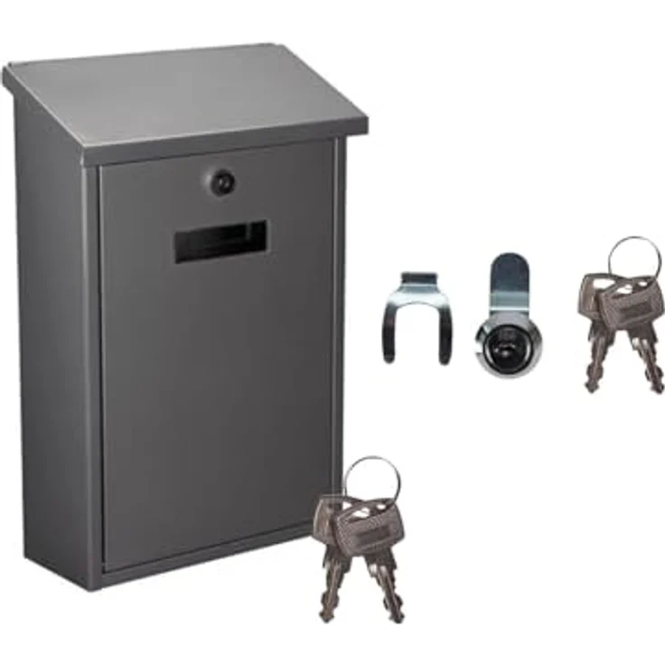 Setpoint Briefkasten mit Namenssschild, Ersatzschloss & 4 Schlüsseln, Silber, 40x27cm – Bild 1