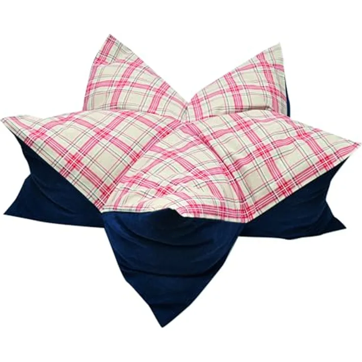 Aumüller Sternenkissen Karo, Beige/Blau - 70 cm - Liegekissen für Hunde und Katzen