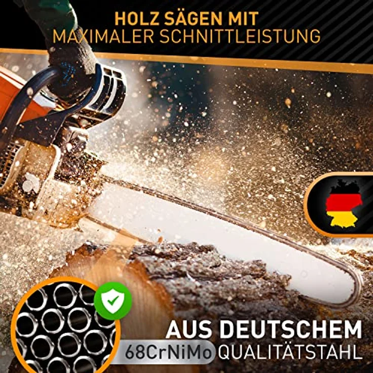 Hardtwerk® Ersatzkette 1,1mm 3/8" 3Stk Hartmetall selbstölend, kompatibel mit Kettensägen von Makita Husqvarna Dolmar Bosch, zertifiziertem 68CrNiMo Qualitätsstahl – Bild 2