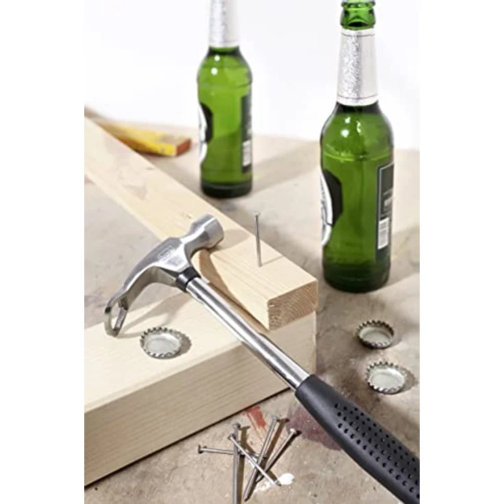 kwb 445992 Feierabend-Hammer mit Bier-Öffner, Kapsel-Heber, ideal als Geschenk für Männer, m. Gummi-Griff – Bild 5