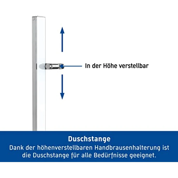 Duravit Universal Duschstange, variable Brausestange mit höhenverstellbarer Handbrausehalterung, 810 mm, Weiß Hochglanz – Bild 2