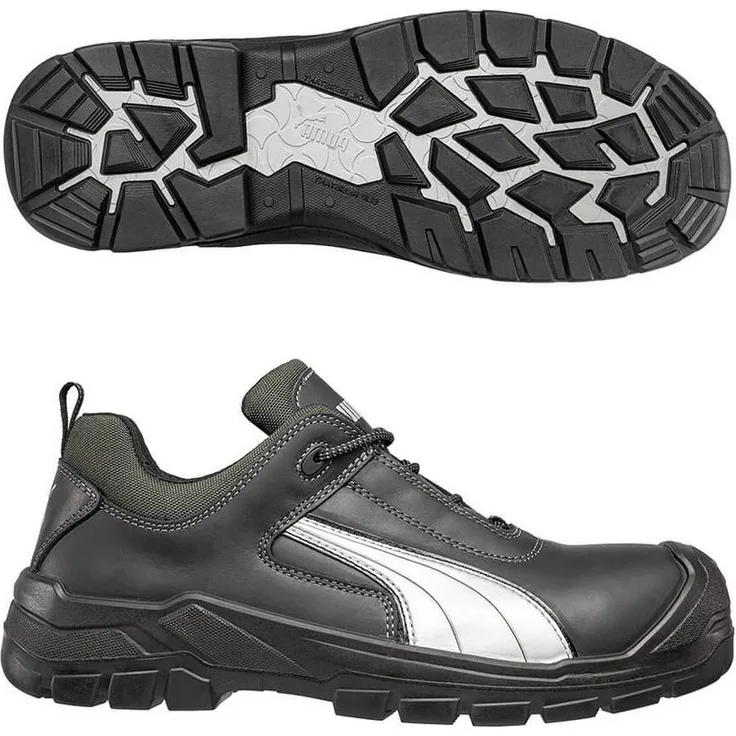 PUMA Safety Cascades Low S3 HRO SRC Sicherheitsschuh Schwarz Grau, Fiberglaskappe, CORDURA, Ever.Flex