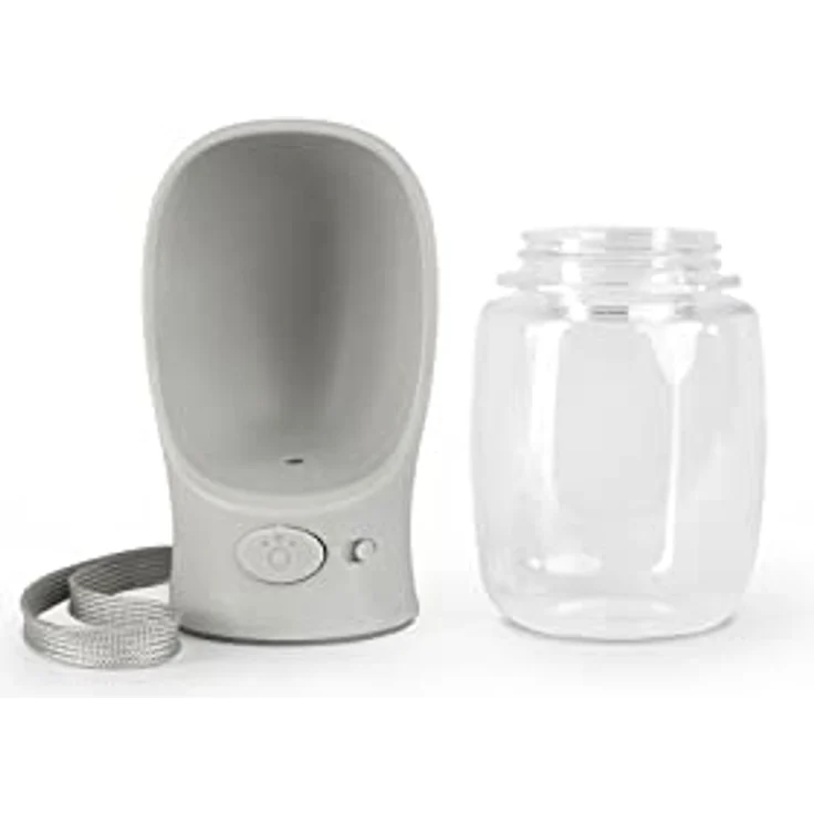 lionto 350ml Wasserflasche für Hunde tragbar auslaufsicher Trinkflasche für unterwegs Wasserspender, grau – Bild 4
