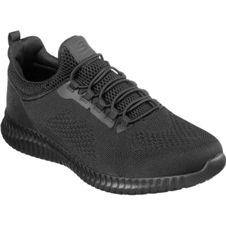 Skechers CESSNOCK Berufsschuh, Schnürschuh für Gastronomie und Pflege mit stretch bungee Schnellschnürung, schwarz, Größe 44, antistatisch, rutschhemmend, Skechers Air-Cooled Memory Foam – Bild 2