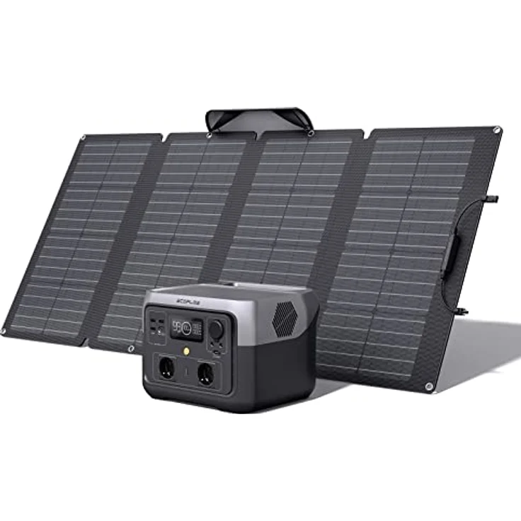 EcoFlow RIVER 2 MAX, Tragbare Powerstation mit 512Wh und 160W faltbarem Solarpanel, 1000W Leistung, ultraleicht 6kg – Bild 1