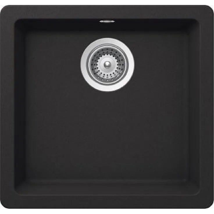 Victory Granitspüle S450 in deep Black 450 x 430 mm mit Drehexcentergarnitur in Chrom