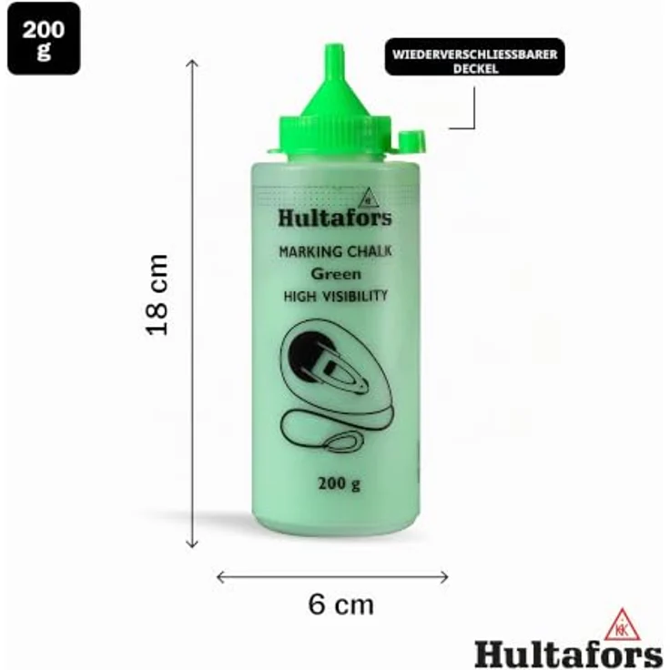 Hultafors Schlagschnurkreide Neon-Grün 200g, präzise Linien für Innen- & Außenbereiche, hoher Anteil Farbpigmente – Bild 2