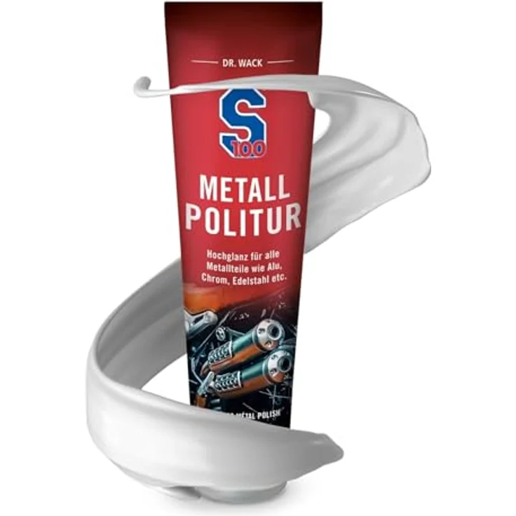 DR WACK S100 Metallpolitur, 100 ml Auto-Reinigungsmittel für Hochglanz, entfernt Korrosionsspuren und Kratzer – Bild 1