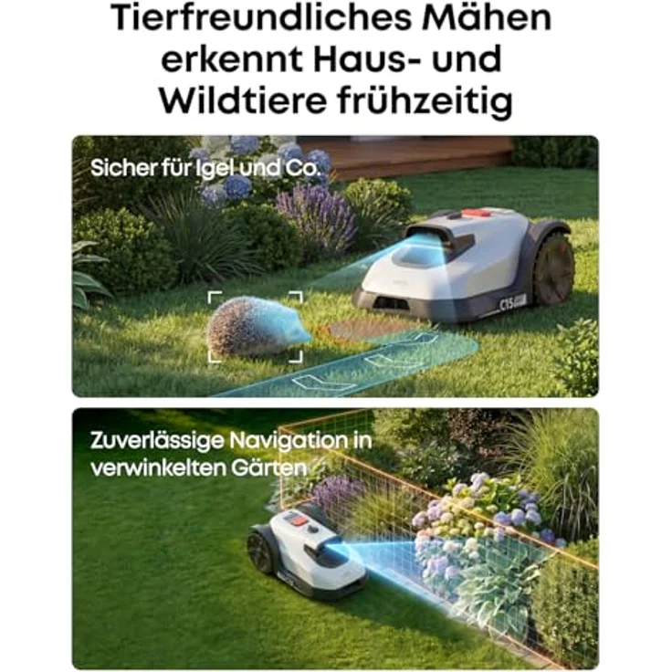 eufy Rasenmähroboter C15, kabelloser Mähroboter bis 500 m², Auto-Kartierung, intelligente Navigation, präzises Randmähen, mit Garage – Bild 6