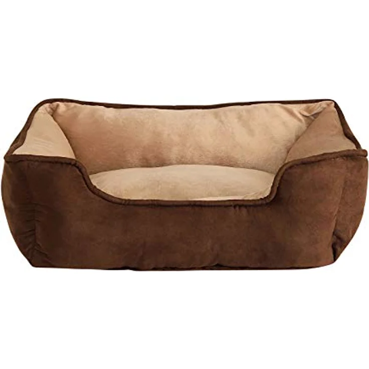 lionto 2-in-1 Hundebett Hundekissen Hundekörbchen Hundesofa, (S) 60x50 cm braun/beige – Bild 1