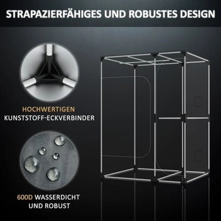 THE HOOKAH Gewächshaus Deluxe D600 Growschrank mit Sichtfenster, 150x150x200 cm, weiß – Bild 5