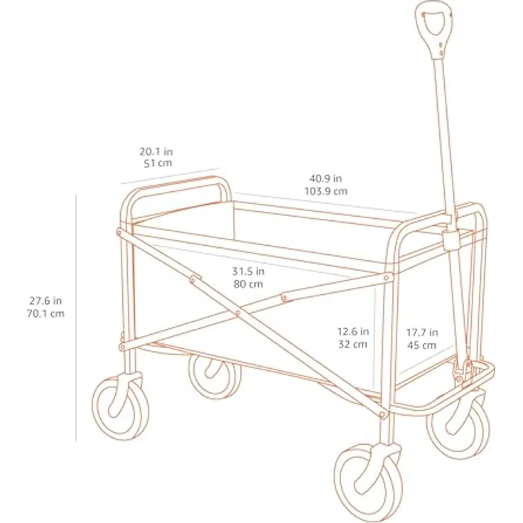 Amazon Basics Zusammenklappbarer Garten-Bollerwagen, faltbar mit Abdeckung, max. Tragkraft 120 kg, Blau – Bild 5