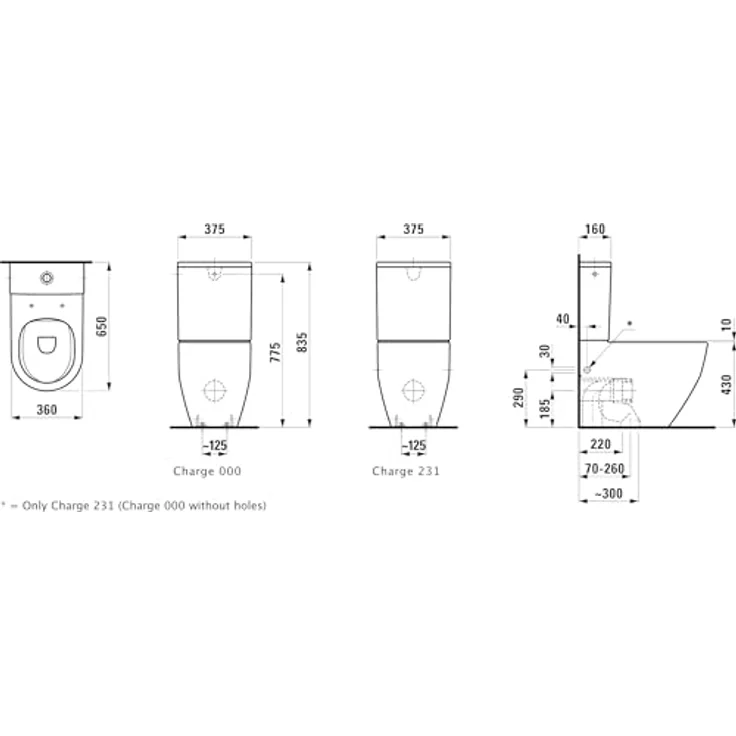 Laufen Pro Stand-WC, Tiefspüler für Aufsatz-Spülkasten, spülrandlos, Abgang senkrecht/waagerecht, 650x360x430mm, Farbe: Weiß – Bild 3