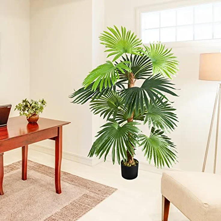 Kunstpalme Kunstpflanze Palme Palmfarn Farnpalme Plastik Künstliche Pflanze 120cm, Decovego – Bild 3