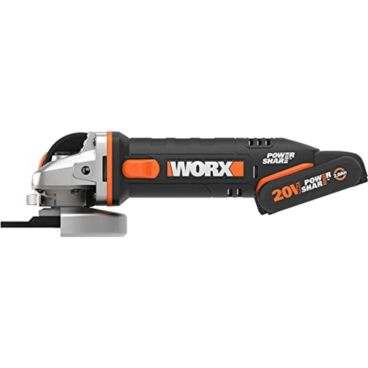 WORX WX800 Li-Ion Akku-Winkelschleifer 20V Kompakter Schleifer mit schmalem Körper, Zusatzhandgriff und leistungsstarkem 20V Akku zum Schleifen und Schneiden 115 mm Akku – Bild 2