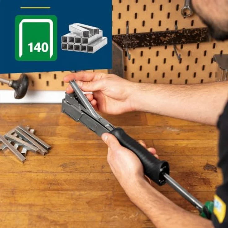 Rapid R311 Hammertacker, Profi Schlagtacker Typ 140 für Flachdrahtklammern 6-12mm, robuster Ganzstahl mit ergonomischem Griff – Bild 4