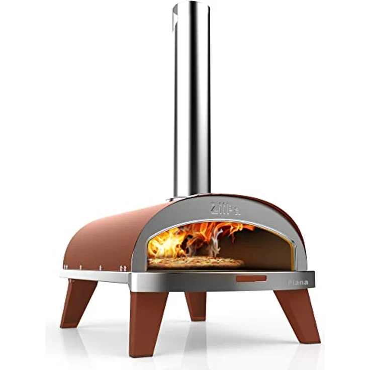 Ziipa Pizzaofen Terracotta, drehbarer feuerfester Stein, für Holzpelletsbetrieb, 40 x 76 x 73 cm – Bild 1
