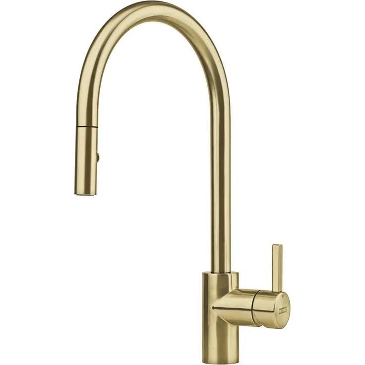 FRANKE Eos Neo Küchenarmatur, umstellbarer Wasserstrahl mit Ausziehbrause, massivem Edelstahl und PVD-Beschichtung, radial gebürstet