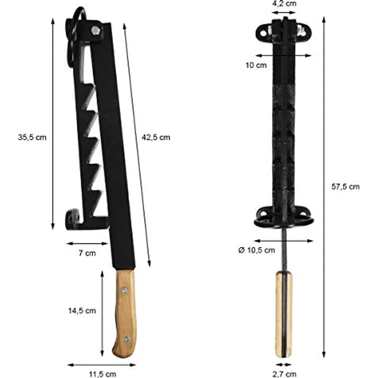 ECD Germany Holzspalter Handholzspalter aus Gusseisen, Werkzeug für Outdoor, schwarz, Wandmontage, Spanmesser Anzündspalter – Bild 6