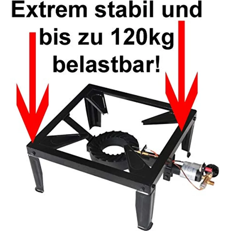 Gas-Hockerkocher 10,5 KW Profi Gaskocher Gas Kocher mit Zündsicherung und Piezozündung inkl. Gasreglerlöser mit Magnet + Schlüssel 17mm für Überwurfmutter 1/4" – Bild 2