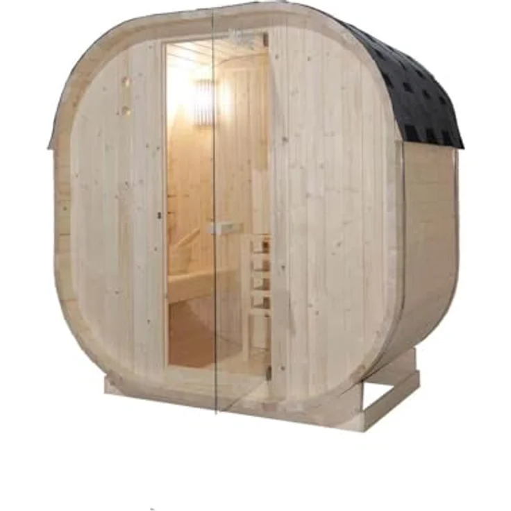 HOME DELUXE Sauna Outdoor Sauna CUBE M, 194 x 120 x 185 cm, 3,6 kW Saunaofen, Fichtenholz, Gartensauna – Bild 4