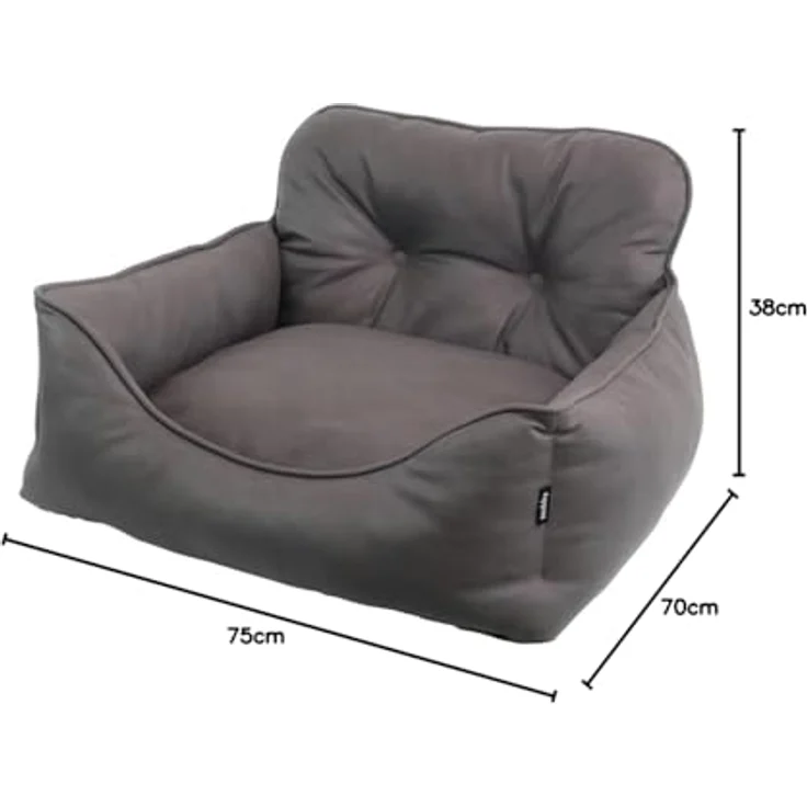 Nobby 61931 Komfortbett eckig ENOCK dunkelgrau Mikrofaser mit Wendekissen und Anti-Rutsch-Noppen, waschbar bis 30°C, 75 x 70 x 22/38 cm – Bild 3